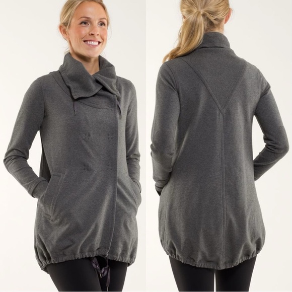 Lululemon Gratitude Wrap Sweatshirt Longsleeve Outdoor in Heathered Coal Size 6 - Picture 1 of 16